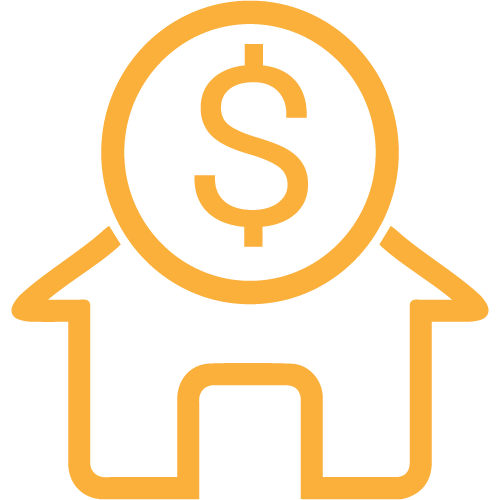 House with dollar sign for home loan icon