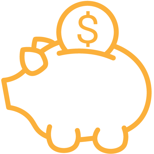 An Orange and White piggy bank Icon