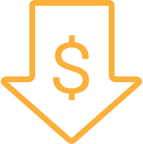 Arrow pointing down icon with dollar sign