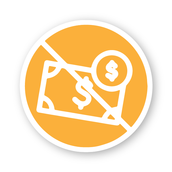 Crossed Out Money  Orange And White Icon