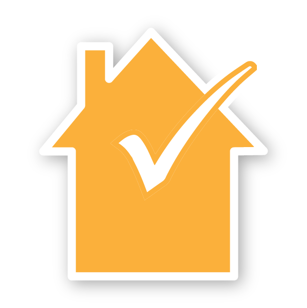 House With A Check Mark Orange And White Icon