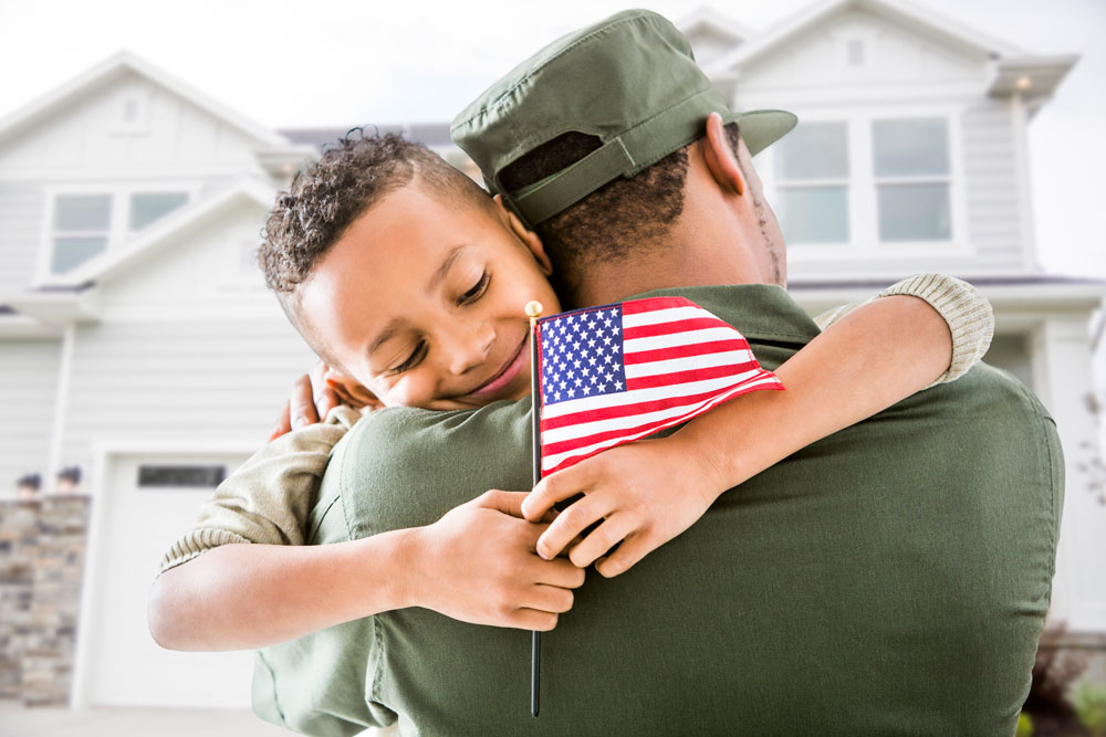 Veteran Army Officer Holding Son