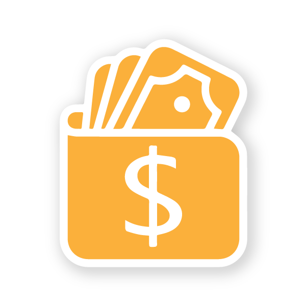 Orange Wallet Icon with money