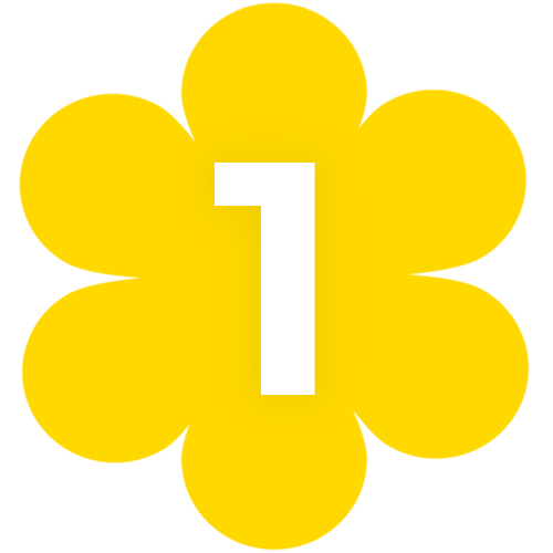 Yellow Flower icon with #1