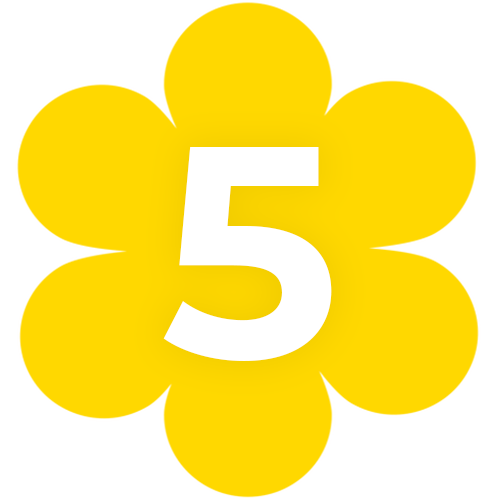Yellow Flower icon with #5