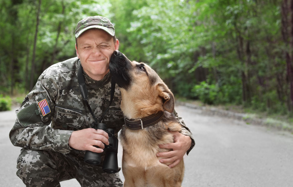 Military Veteran with his dog