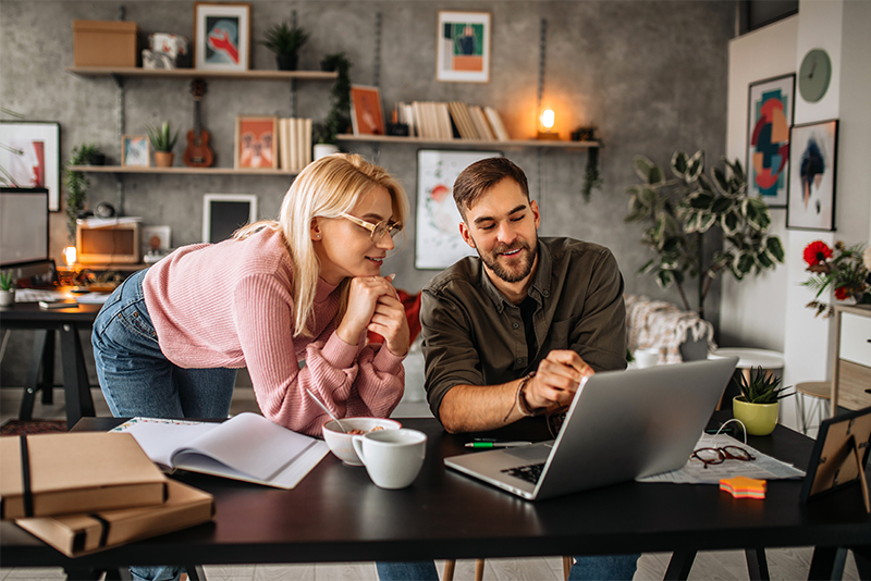 Sharing working space with wife in living room