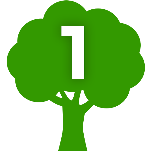 Green tree icon with #1