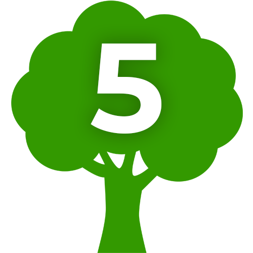 Green tree icon with #5