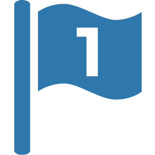 Blue flag icon with #1