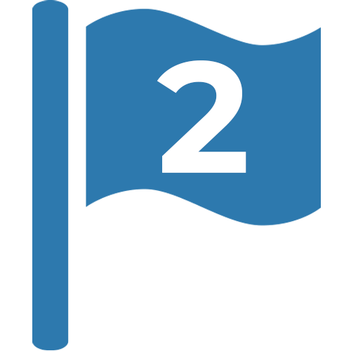 Blue flag icon with #2