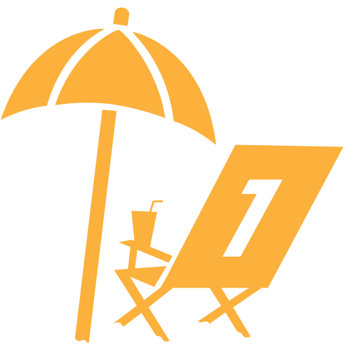 Beach chair and umbrella icon with #1