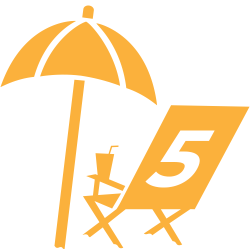 Beach chair and umbrella icon with #5