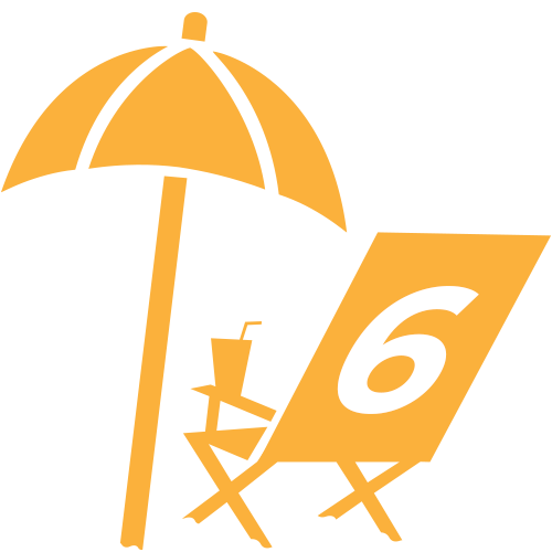 Beach chair and umbrella icon with #6