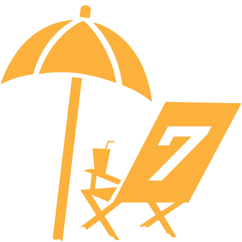 Beach chair and umbrella icon with #7