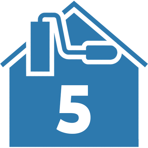 Blue House icon with #5