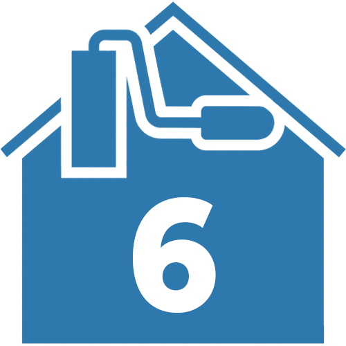 Blue House icon with #6
