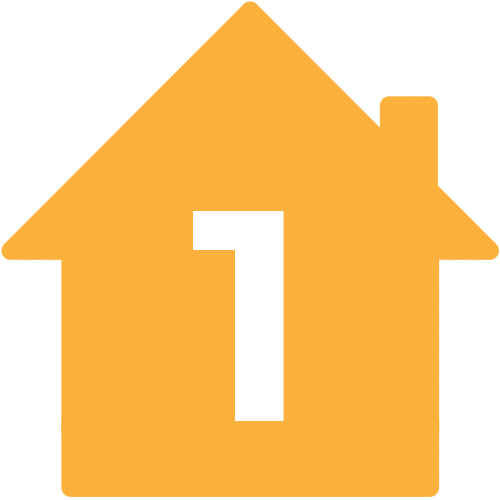 Orange House Icon With #1