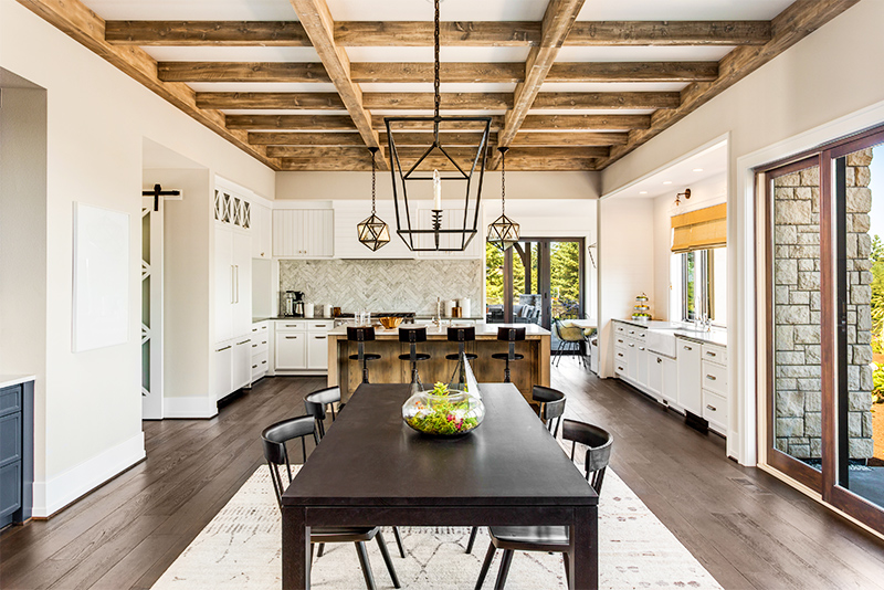 Stunning Dining Room And Kitchen In Luxury Home