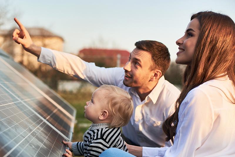 Man Shows His Family The Solar Panels
