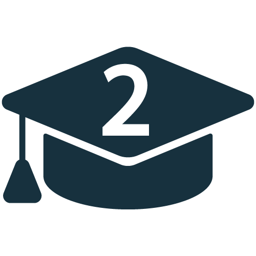 Graduation cap icon with #2