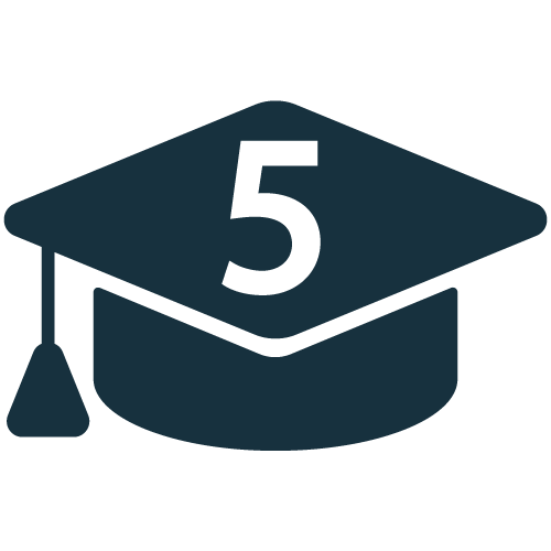 Graduation cap icon with #5
