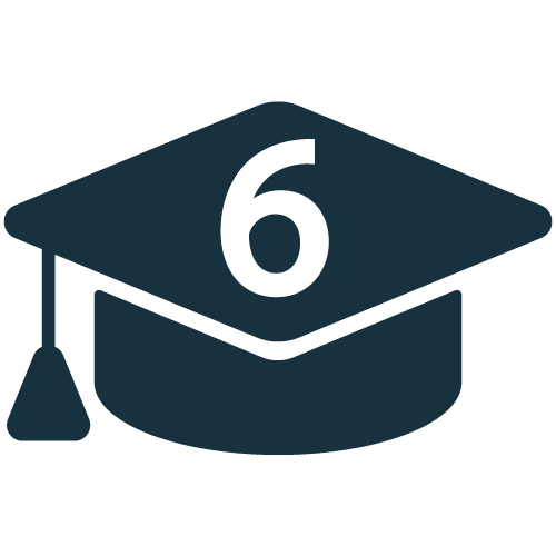 Graduation cap icon with #6