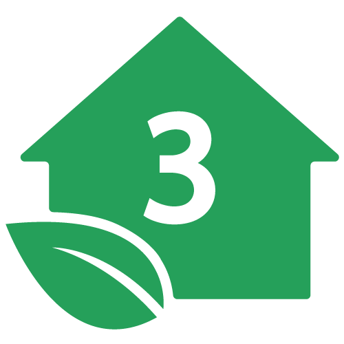 Green House Icon With #3