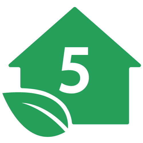 Green House Icon With #5