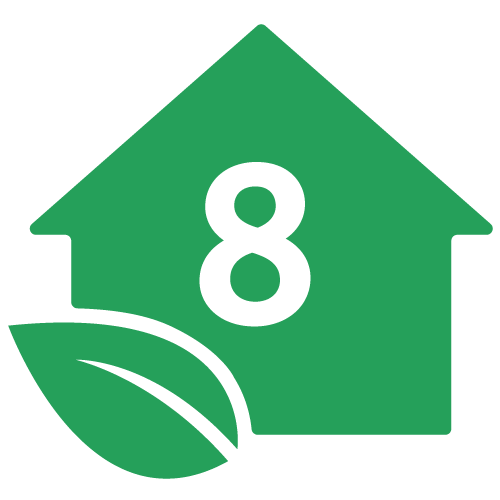 Green House Icon With #8