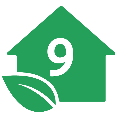 Green House Icon With #9