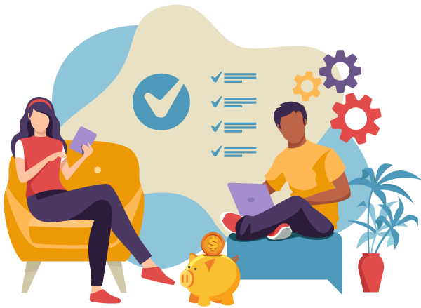 illustration with couple on couch